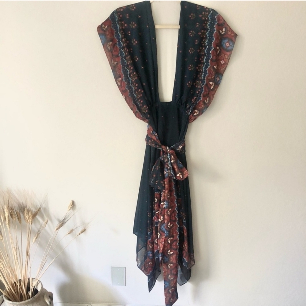 FARM Rio Navy Floral and Butterfly Print Dress  Medium